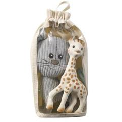 Sophie Giraf gavepose med 18 cm giraf og 18 cm plys Lazare kat